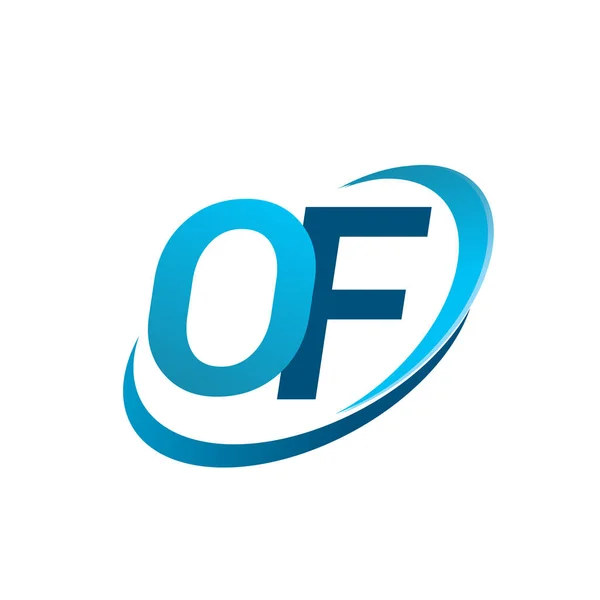 Första Bokstaven Logotyp Företagsnamn Färgad Blå Swoosh Design Koncept Vektor — Stock vektor