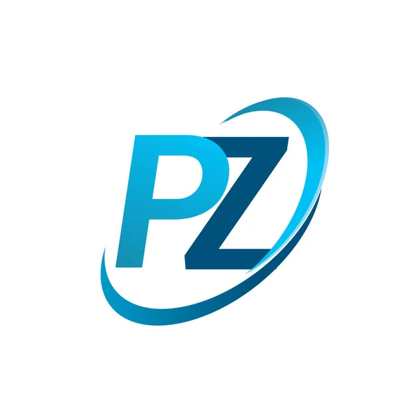 頭文字のPzロゴタイプ社名はブルースウッシュのデザインコンセプトカラー ビジネスと会社のアイデンティティのためのベクトルロゴ — ストックベクタ