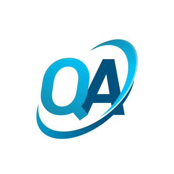 最初的字母Qa标志公司的名称彩色蓝色Swoosh设计概念 企业和公司标识的矢量标识 — 图库矢量图片