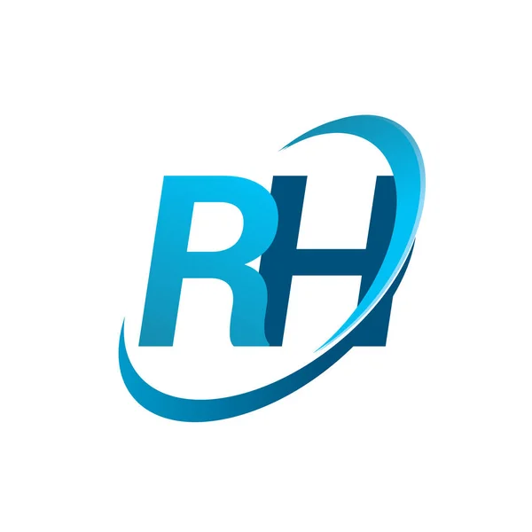 頭文字のRh型ロゴタイプ社名はブルースウッシュのデザインコンセプトカラー ビジネスと会社のアイデンティティのためのベクトルロゴ — ストックベクタ