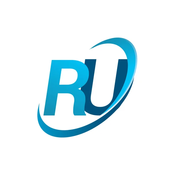 頭文字のRuロゴタイプ社名はブルースウッシュのデザインコンセプトカラー ビジネスと会社のアイデンティティのためのベクトルロゴ — ストックベクタ