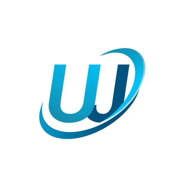 Letra Inicial Logotipo Nombre Empresa Color Azul Swoosh Concepto Diseño — Vector de stock