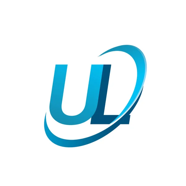 Litera Inițială Logotip Numele Companiei Colorate Albastru Swoosh Design Concept — Vector de stoc