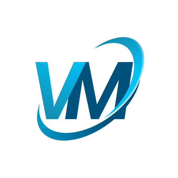 Letra Inicial Logotipo Nombre Empresa Coloreado Azul Swoosh Concepto Diseño — Vector de stock