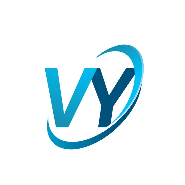 最初的字母Vy标志公司的名称彩色蓝色Swoosh设计概念 企业和公司标识的矢量标识 — 图库矢量图片