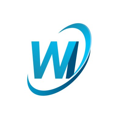 İlk harf WI logotype şirketinin adı Blue Swoosh tasarım konsepti. iş ve şirket kimliği için vektör logosu.
