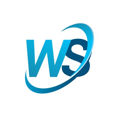 İlk harf WS logotype şirket adı mavi swoosh tasarım konsepti. iş ve şirket kimliği için vektör logosu.