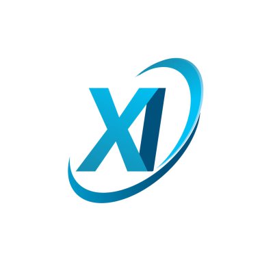 İlk harf XI logotype şirketi adı mavi swoosh tasarım konsepti. iş ve şirket kimliği için vektör logosu.