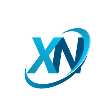 İlk harf XN logotype şirket adı mavi swoosh tasarım konsepti. iş ve şirket kimliği için vektör logosu.