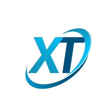 İlk harf XT logotype şirketi adı mavi swoosh tasarım konsepti. iş ve şirket kimliği için vektör logosu.