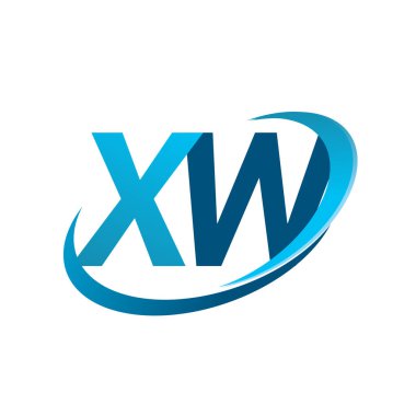İlk harf XW logotype şirketi adı mavi swoosh tasarım konsepti. iş ve şirket kimliği için vektör logosu.