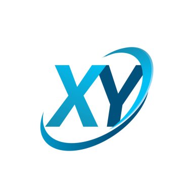 İlk harf XY logotype şirketi adı mavi swoosh tasarım konsepti. iş ve şirket kimliği için vektör logosu.