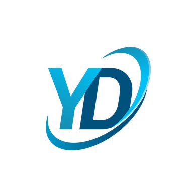 İlk harf YD logotype şirketi adı mavi swoosh tasarım konsepti. iş ve şirket kimliği için vektör logosu.