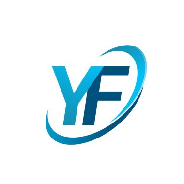 İlk harf YF logotype şirketi adı mavi swoosh tasarım konsepti. iş ve şirket kimliği için vektör logosu.