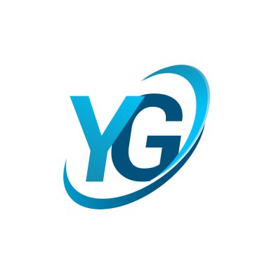 İlk harf YG logotype şirketi adı mavi swoosh tasarım konsepti. iş ve şirket kimliği için vektör logosu.
