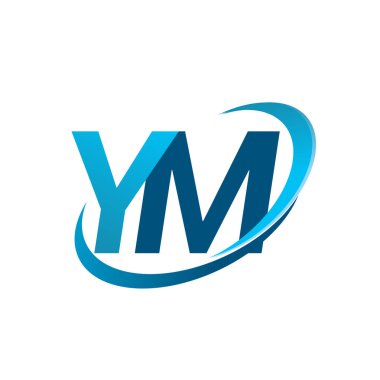 İlk harf YM logotype şirket adı mavi swoosh tasarım konsepti. iş ve şirket kimliği için vektör logosu.