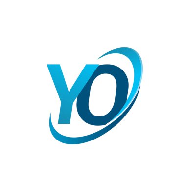 İlk harf YO logotype şirketinin adı Blue Swoosh tasarım konsepti. iş ve şirket kimliği için vektör logosu.