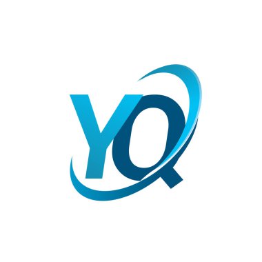 İlk harf YQ logotype şirketi adı mavi swoosh tasarım konsepti. iş ve şirket kimliği için vektör logosu.