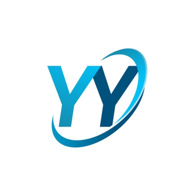 İlk harf YY logotype şirketi adı mavi swoosh tasarım konsepti. iş ve şirket kimliği için vektör logosu.