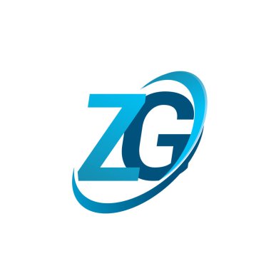 İlk harf ZG logotype şirketi adı mavi swoosh tasarım konsepti. iş ve şirket kimliği için vektör logosu.