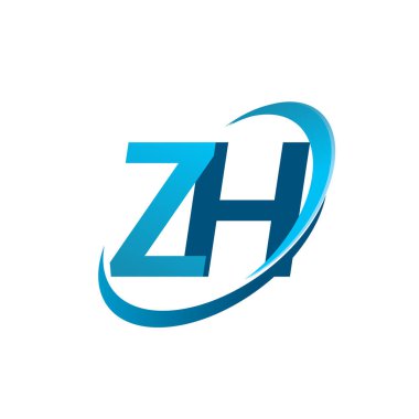 İlk harf ZH logotype şirketi adı mavi swoosh tasarım konsepti. iş ve şirket kimliği için vektör logosu.