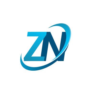 İlk harf ZN logotype şirket adı mavi swoosh tasarım konsepti. iş ve şirket kimliği için vektör logosu.
