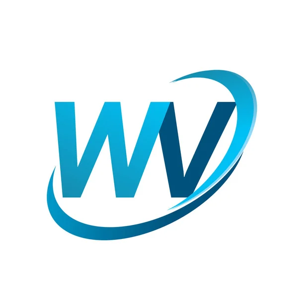 Αρχικό Γράμμα Λογότυπος Εταιρεία Όνομα Χρωματιστό Μπλε Swoosh Έννοια Σχεδιασμού — Διανυσματικό Αρχείο