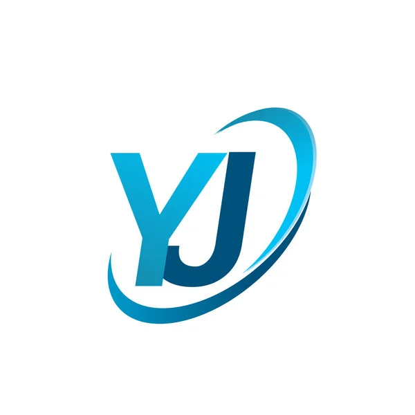 Начальная Буква Логотип Компании Название Цветной Синий Swoosh Концепции Дизайна — стоковый вектор