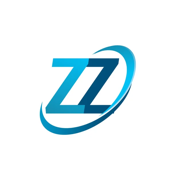 最初的字母Zz标识公司的名称彩色蓝色Swoosh设计概念 企业和公司标识的矢量标识 — 图库矢量图片