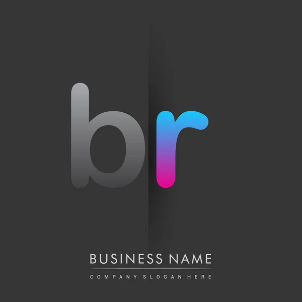 Начальный Логотип Нижний Регистр Письмо Серо Синий Розовый Творческий Логотип — стоковый вектор