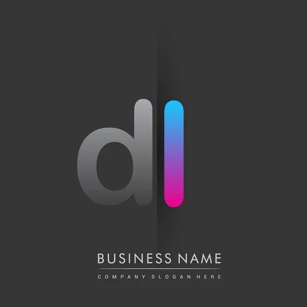 Logotipo Inicial Letra Minúscula Colorido Cinza Azul Rosa Conceito Logotipo — Vetor de Stock