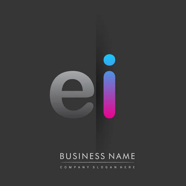 Logo Inicial Letra Minúscula Color Gris Azul Rosa Concepto Logotipo — Vector de stock