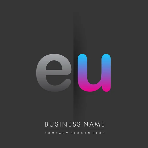 Logotipo Inicial Letra Minúscula Color Gris Azul Rosa Concepto Logotipo — Vector de stock