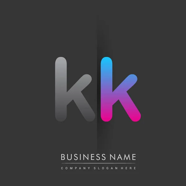 Initieel Logo Kleine Letter Gekleurd Grijs Blauw Roze Creatief Logotype — Stockvector