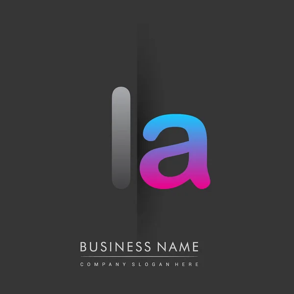 Початковий Логотип Лос Анджелеса Маленька Літера Кольоровий Сірий Синій Рожевий — стоковий вектор