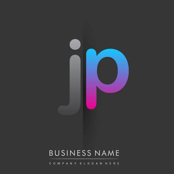 Initial Logo Lowercase Letter Colored Grey Blue Pink Creative Logotype — Stock Vector