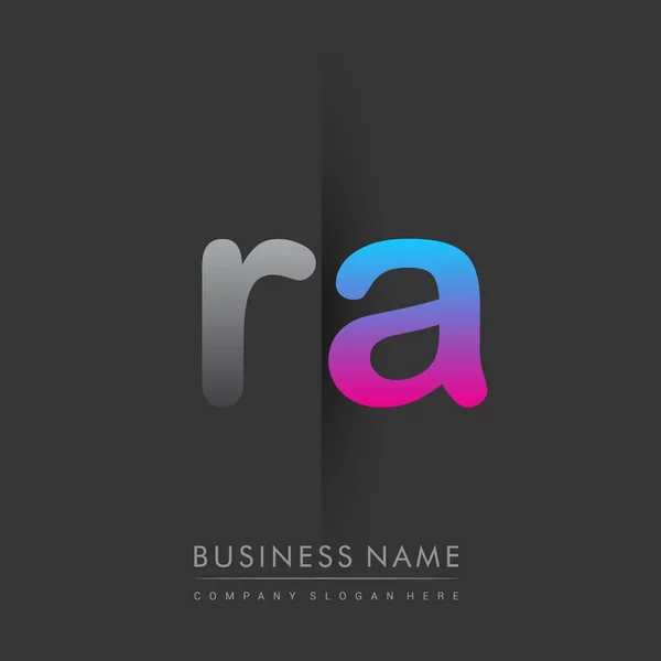 Logotipo Inicial Letra Minúscula Colorido Cinza Azul Rosa Conceito Logotipo — Vetor de Stock