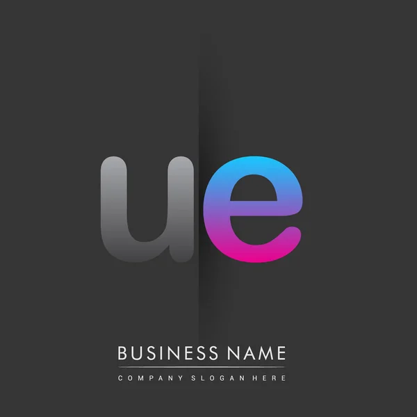 Logo Inicial Letra Minúscula Color Gris Azul Rosa Concepto Logotipo — Vector de stock