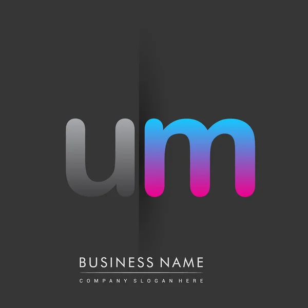 Начальный Логотип Lowercase Letter Colored Grey Blue Pink Creative Logotype — стоковый вектор