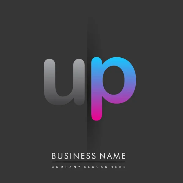 Initiële Logo Kleine Letter Gekleurd Grijs Blauw Roze Creatief Logotype — Stockvector