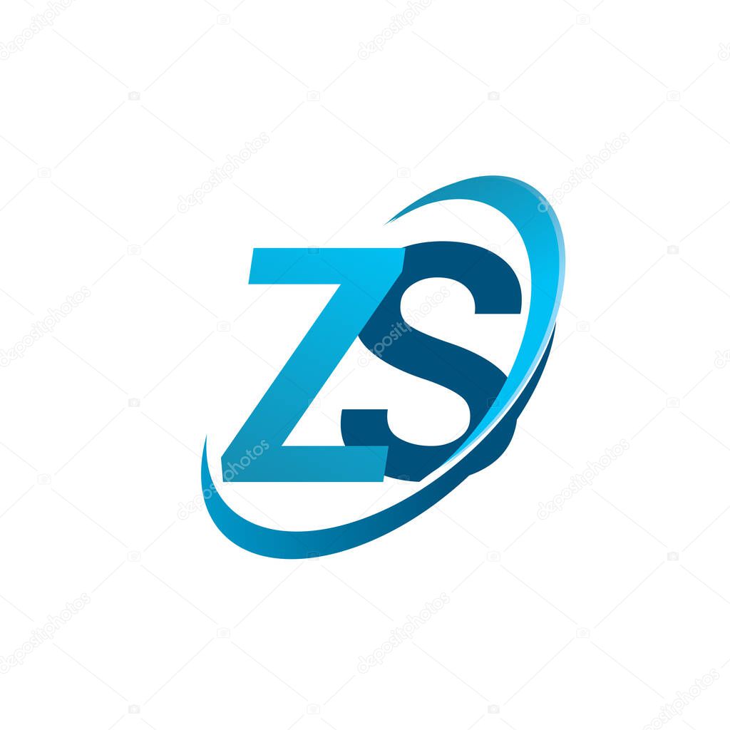 initial letter ZS logotype company name colored blue swoosh design concept. vector logo for business and company identity.