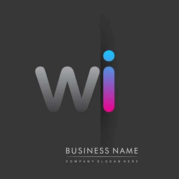 Logotipo Inicial Letra Minúscula Color Gris Azul Rosa Concepto Logotipo — Vector de stock