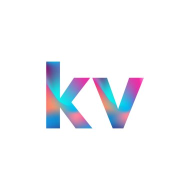 İlk Harf KV Logo Küçük Renkli Tasarım, Modern ve Basit Logo Tasarımı.
