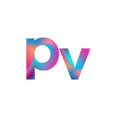 İlk Harf PV Logosu Küçük Renkli Tasarım, Modern ve Basit Logo Tasarımı.