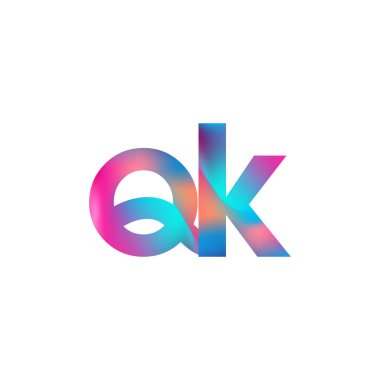 Başlangıç Harfi QK Logo Küçük Renkli Tasarım, Modern ve Basit Logo Tasarımı.