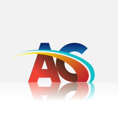 İlk harf AC logotype şirketi adı kırmızı, mavi ve swoosh tasarımı. iş ve şirket kimliği için vektör logosu.