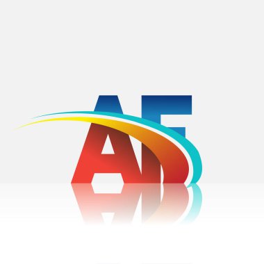 İlk harf AF logotype şirketi adı kırmızı, mavi ve swoosh tasarımı. iş ve şirket kimliği için vektör logosu.