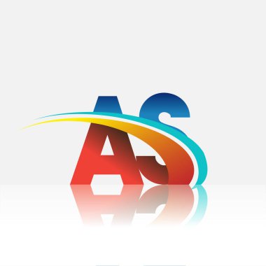 İlk harf AS logotype şirketi adı kırmızı, mavi ve swoosh tasarımı. iş ve şirket kimliği için vektör logosu.