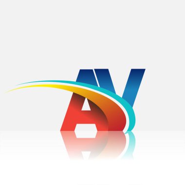 İlk harf AV logotype şirketi adı kırmızı, mavi ve swoosh tasarımı. iş ve şirket kimliği için vektör logosu.