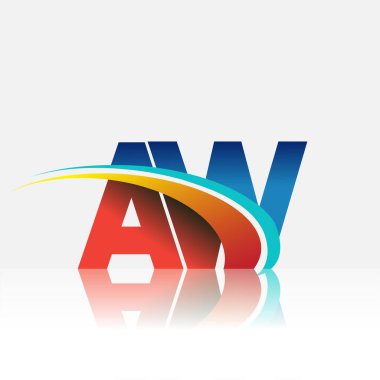 İlk harf AW logotype şirketi adı kırmızı, mavi ve swoosh tasarımı. iş ve şirket kimliği için vektör logosu.